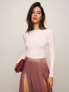 Reformation Winnie knit bodysuit crystal pink nwt